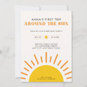 Invitation Premier voyage autour du Soleil 1er anniversaire (Devant)