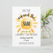 Invitation Premier Voyage Autour Du Soleil 1Er Anniversaire (Debout devant)