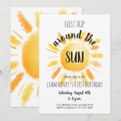 Invitation Premier Voyage Autour Du Soleil 1Er Anniversaire (Devant / Derrière)