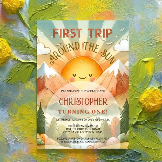 Invitation Premier Voyage Autour Du Soleil 1Er Anniversaire