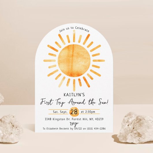 Invitation Premier Voyage Autour Du Soleil 1Er Anniversaire