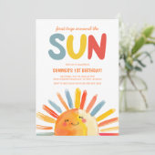 Invitation Premier Voyage Autour Du Soleil 1Er Anniversaire (Debout devant)