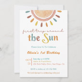 Invitation Premier voyage autour du soleil 1er anniversaire (Devant)