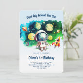 Invitation Premier Voyage Autour Du Soleil 1Er Anniversaire (Debout devant)