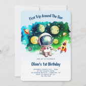 Invitation Premier Voyage Autour Du Soleil 1Er Anniversaire (Devant)