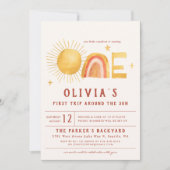 Invitation Premier Voyage Autour Du Soleil | 1er anniversaire (Devant)