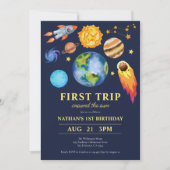 Invitation Premier Voyage Autour Du Soleil 1Er Anniversaire (Devant)