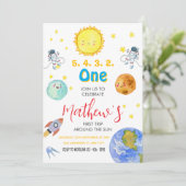 Invitation Premier Voyage Autour Du Soleil 1Er Anniversaire (Debout devant)