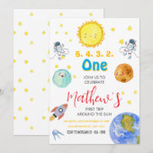 Invitation Premier Voyage Autour Du Soleil 1Er Anniversaire (Devant / Derrière)