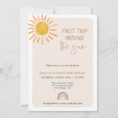 Invitation Premier voyage autour du soleil 1er anniversaire (Devant)