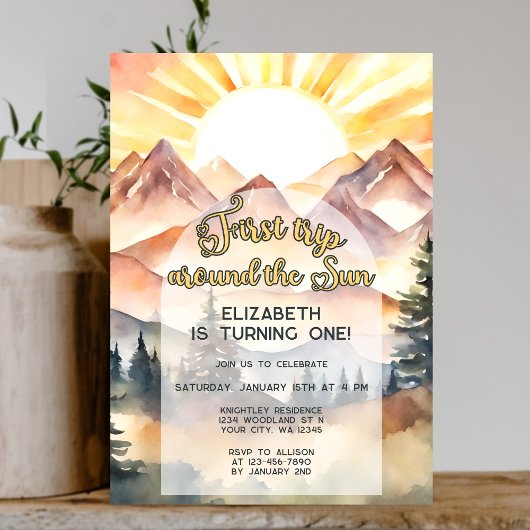 Invitation Premier voyage autour du soleil 1er anniversaire B