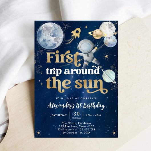 Invitation Premier voyage autour du Soleil 1er anniversaire d