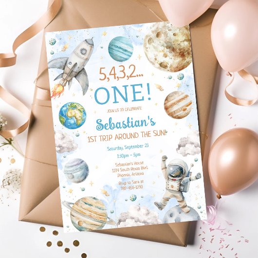Invitation Premier voyage autour du Soleil 1er anniversaire d