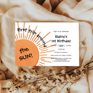 Invitation Premier Voyage Autour du Soleil 1er Anniversaire H