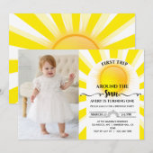 Invitation Premier voyage autour du soleil 1er anniversaire P (Devant / Derrière)