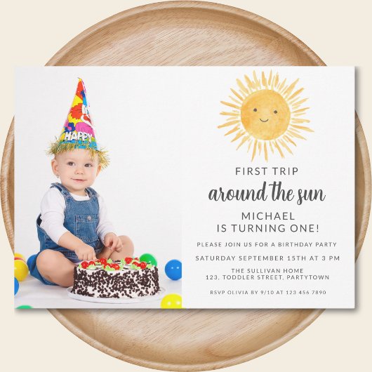 Invitation Premier voyage autour du soleil 1er anniversaire P