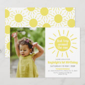 Invitation Premier voyage autour du soleil 1er anniversaire P (Devant / Derrière)