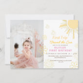 Invitation Premier voyage autour du soleil 1ère fille Anniver (Devant)