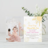Invitation Premier voyage autour du soleil 1ère fille Anniver (Debout devant)