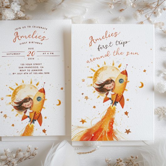 Invitation Premier voyage autour du soleil Anniversaire de l'