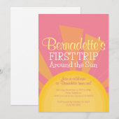 Invitation Premier voyage autour du soleil Anniversaire fête (Devant / Derrière)