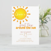 Invitation premier voyage autour du soleil Anniversaire Invit (Debout devant)