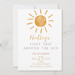 Invitation premier voyage autour du soleil Anniversaire Invit