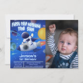 Invitation Premier voyage autour du soleil avec photo (Devant)