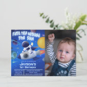 Invitation Premier voyage autour du soleil avec photo (Debout devant)