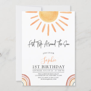 Invitation Premier voyage autour du Soleil Boho 1er anniversa