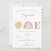 Invitation Premier voyage autour du Soleil Boho 1er anniversa (Devant)