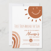 Invitation Premier voyage autour du Soleil Boho 1er anniversa (Devant)