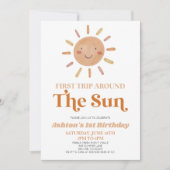 Invitation Premier Voyage Autour Du Soleil Boho 1ère fête d'a (Devant)