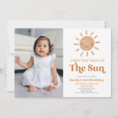 Invitation Premier Voyage Autour Du Soleil Boho 1ère fête d'a (Devant)