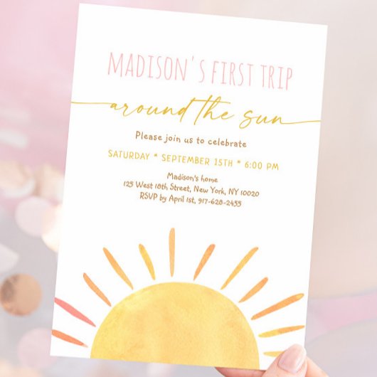 Invitation Premier Voyage Autour Du Soleil Boho Anniversaire