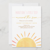 Invitation Premier Voyage Autour Du Soleil Boho Anniversaire (Devant)