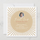 Invitation Premier Voyage Autour Du Soleil Boho Photo 1er Ann (Devant)