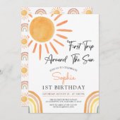 Invitation Premier voyage autour du Soleil Boho Rainbow Anniv (Devant / Derrière)