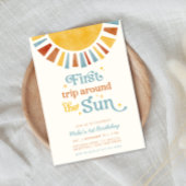 Invitation Premier voyage autour du Soleil Boho Retro 1er ann