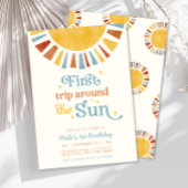 Invitation Premier voyage autour du Soleil Boho Retro 1er ann
