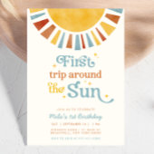 Invitation Premier voyage autour du Soleil Boho Retro 1er ann