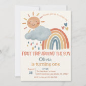 Invitation Premier Voyage Autour Du Soleil Boho Sunshine Anni (Devant)