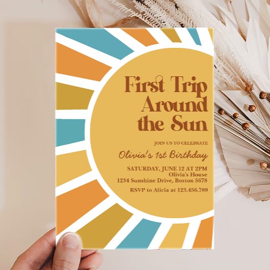 Invitation Premier Voyage Autour Du Soleil Boho Sunshine Anni