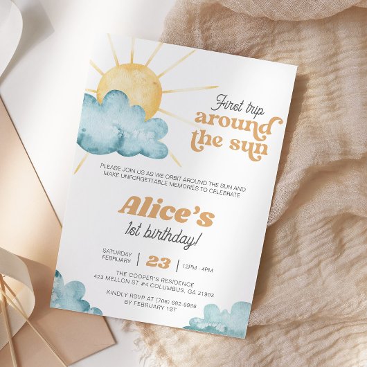 Invitation Premier Voyage Autour Du Soleil Boho Sunshine Anni