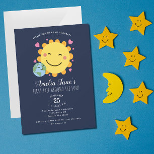 Invitation Premier Voyage Autour Du Soleil Enfants 1Er Annive