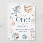 Invitation Premier voyage autour du Soleil Espace 1er anniver (Devant)