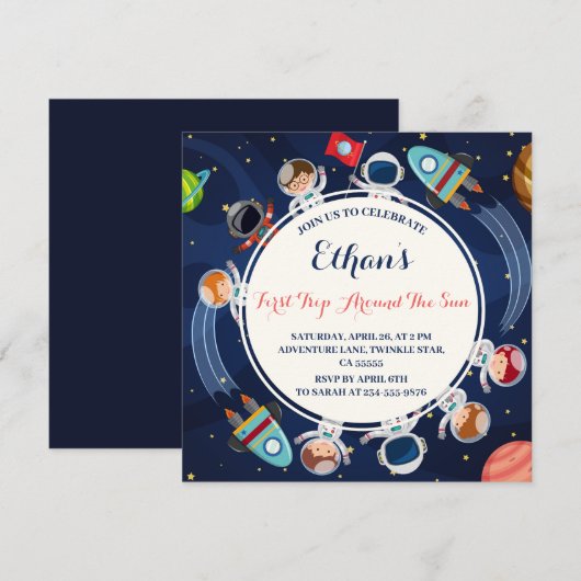 Invitation Premier voyage autour du Soleil Espace Extérieur 1 (Devant / Derrière)