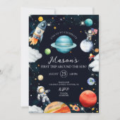 Invitation Premier Voyage Autour Du Soleil Extérieur Annivers (Devant)