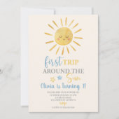 Invitation Premier Voyage Autour Du Soleil Garçon 1Er Anniver (Devant)