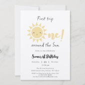 Invitation Premier Voyage Autour Du Soleil Mignonne 1Er Anniv (Devant)